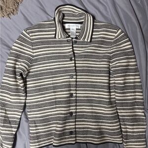 Jones New York Wool Black and Cream Knit Cardigan